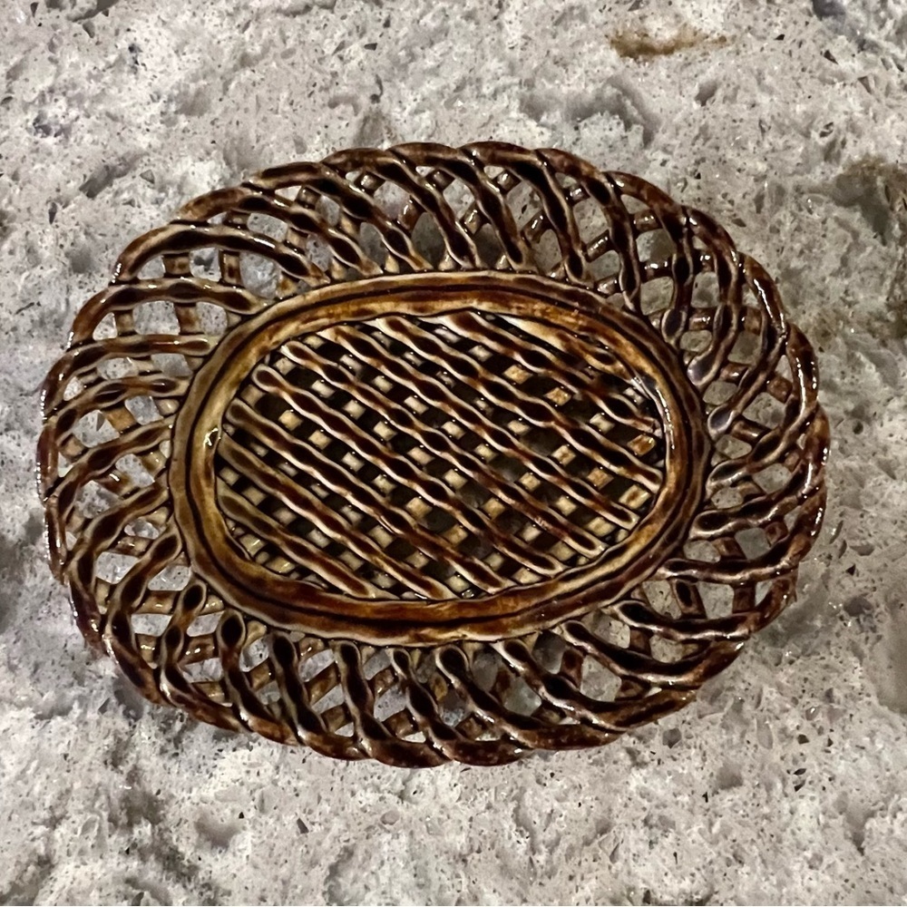 Brown Woven Oval Decorative Dish
